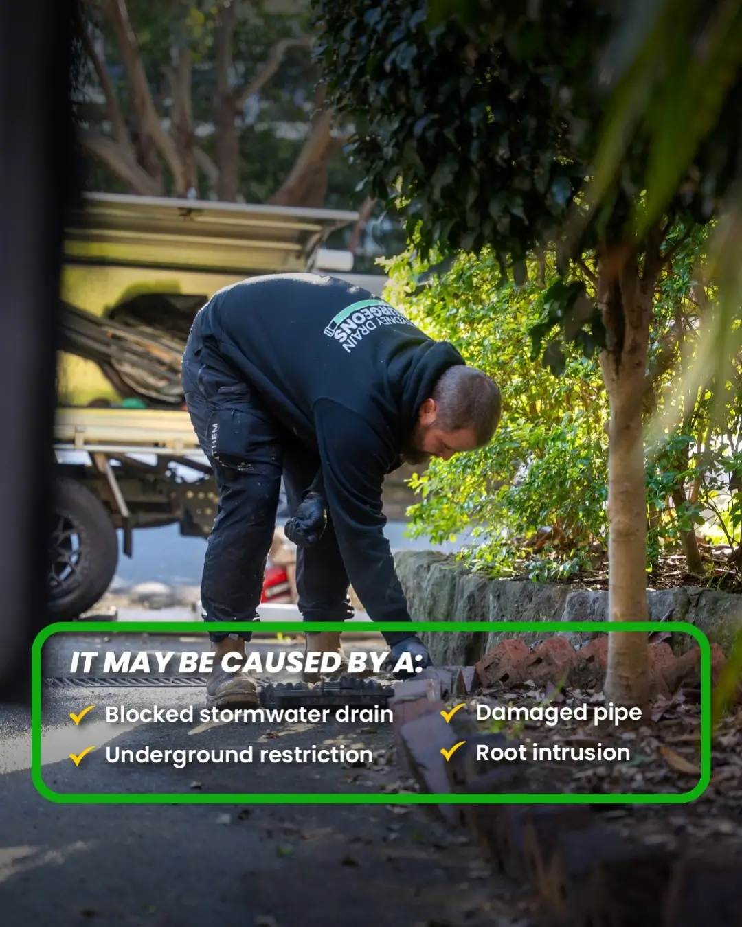 Four causes of backyard water pooling in Sydney